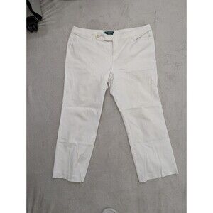 Lauren Ralph Lauren Adelle White Cotton Pants Sz 16 Classic